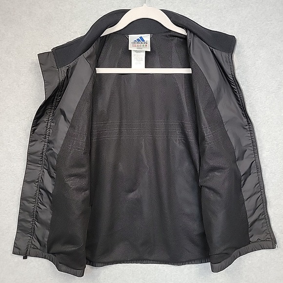 ADIDAS Vest Gilet Womens Sz M Warmer Y2k Black Reflective Vintage Golf Running - Picture 5 of 12